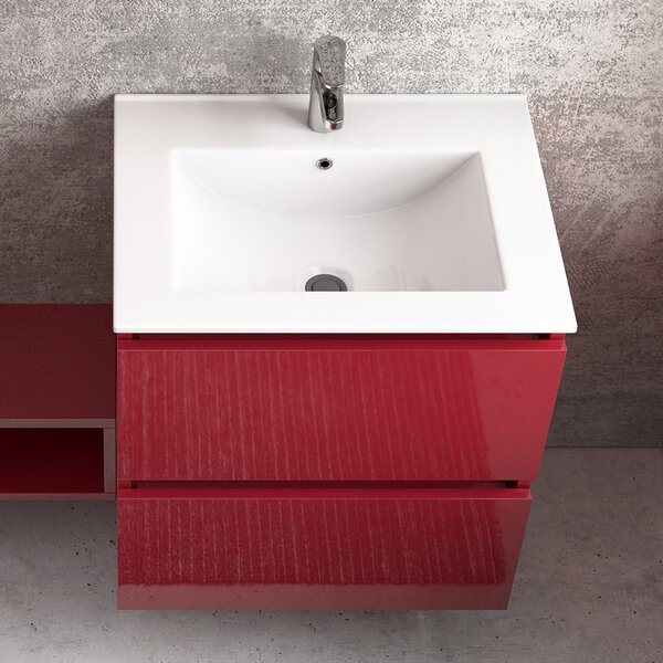 Composizione mobile bagno con lavabo da 60 cm, colonna e specchio TOD-60A - KAMALU