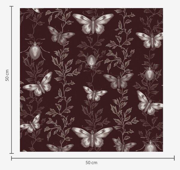 Carta da parati Composizione con farfalle, foglie e insetti su sfondo scuro, Parati fiori e piante classici, a00073v1 : Uwalls.it