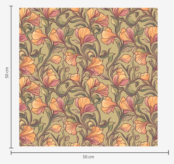 Carta da parati Steli contorti e luminosi con foglie e fiori, Parati fiori e piante classici, a00074 : Uwalls.it