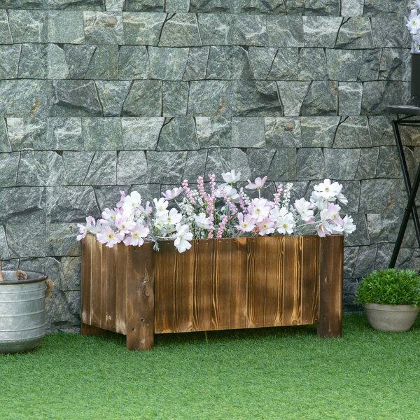 Outsunny Fioriera Vaso per Piante Box Rettangolare in Legno di Abete 70 x 35 x 30cm|Aosom