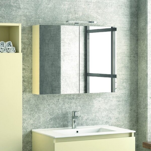 Composizione bagno sospesa 80cm: mobile, specchio e colonna TOD-80B - KAMALU