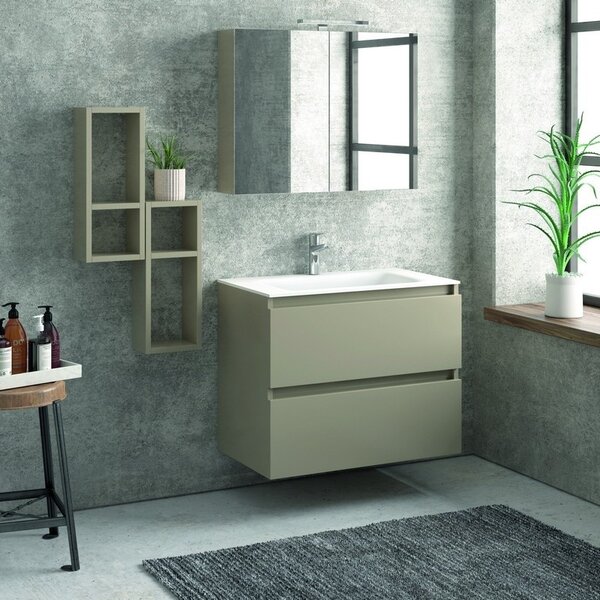 Kamalu composizione mobile bagno sospeso 80cm: mobile, 2 pensili e specchio tod-80a