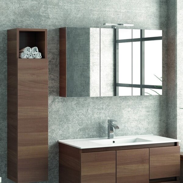 Kamalu composizione mobili bagno 100cm installazione sospesa mobile, specchio e colonna tod-100a