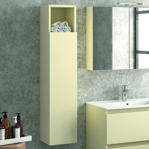 Composizione bagno sospesa 80cm: mobile, specchio e colonna TOD-80B - KAMALU