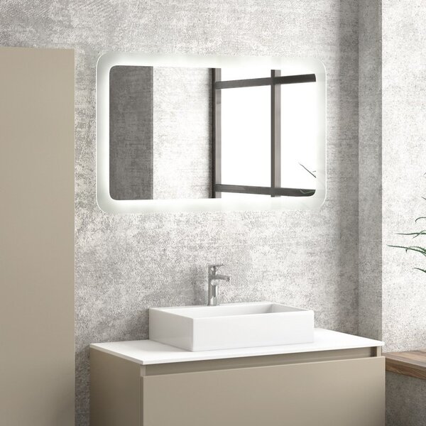 Composizione bagno 100cm installazione a terra: mobile, specchio led e colonna TOD-100D - KAMALU