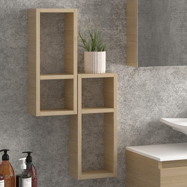 Kamalu composizione bagno sospesa 100cm: mobile, specchio contenitore e due pensili tod-100e