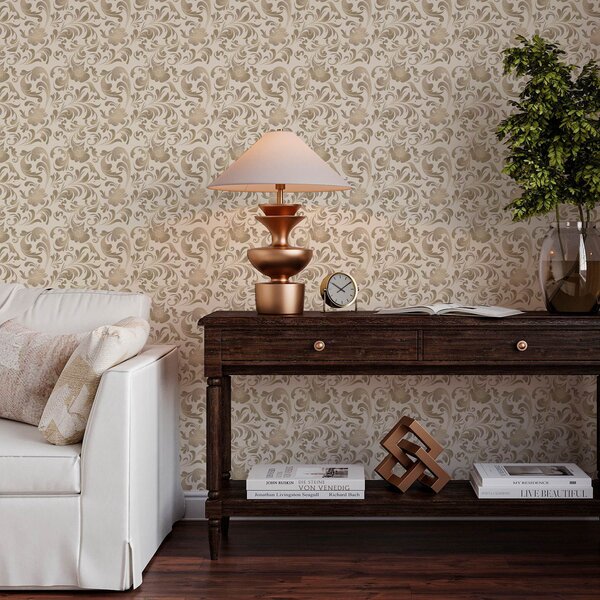 Carta da parati Motivi beige su sfondo chiaro, Parati classici in stile francese, a00084 : Uwalls.it