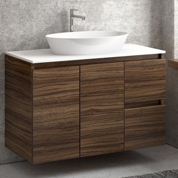 Kamalu composizione bagno sospesa 100cm: mobile, specchio e due pensili tod-100c