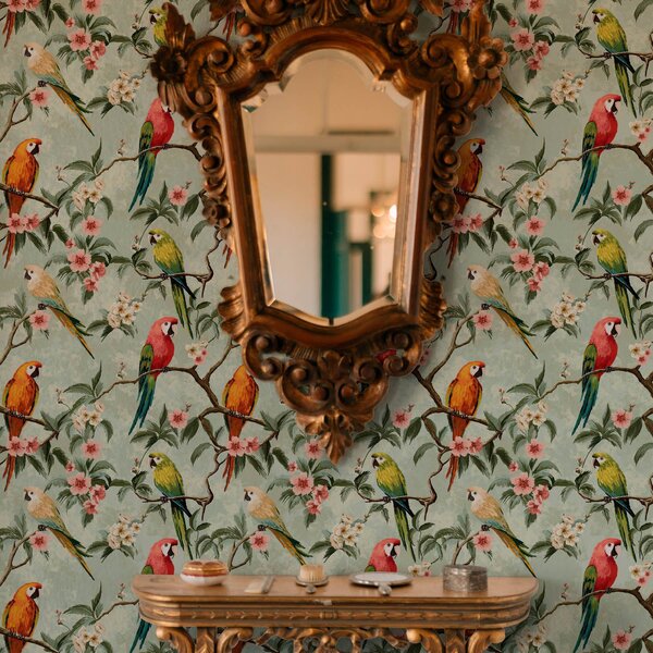 Carta da parati Pappagalli multicolori sui rami, Parati natura classici, a00088 : Uwalls.it