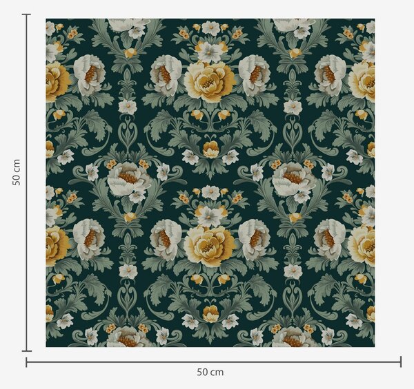 Carta da parati Fiori gialli e bianchi su sfondo scuro, Parati classici in stile shabby chic, a00089 : Uwalls.it