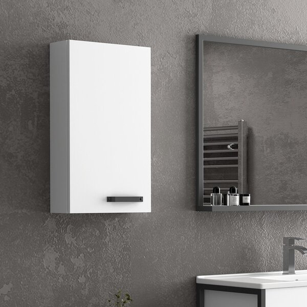 KAMALU - Pensile bagno 75x30cm con 2 ripiani e maniglia di apertura colore nero IKOS-P30