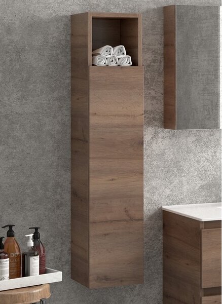 Kamalu composizione bagno sospesa 100cm: mobile con lavabo, specchio contenitore e colonna tod-100f