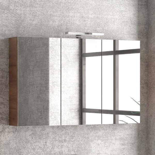 Kamalu composizione bagno sospesa 100cm: mobile con lavabo, specchio contenitore e colonna tod-100f