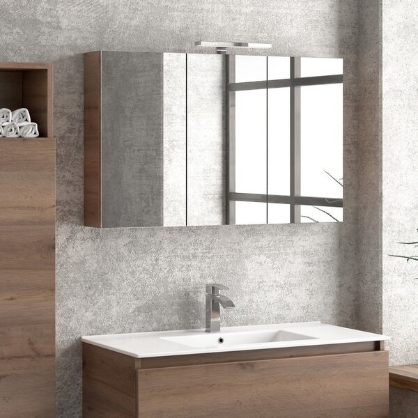 Kamalu composizione bagno sospesa 100cm: mobile con lavabo, specchio contenitore e colonna tod-100f