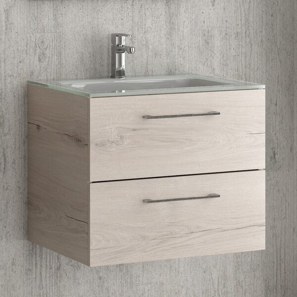 Kamalu composizione lavabo bagno con mobile 60 cm, colonna e specchio el-60b