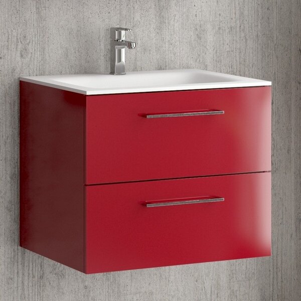 Kamalu composizione mobile lavabo bagno 60 cm, specchio contenitore e 2 pensili el-60c