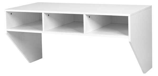 Costway Scrivania fluttuante per computer montata al muro con 3 cassetti, Tavolo di legno per PC per lavoro Bianco