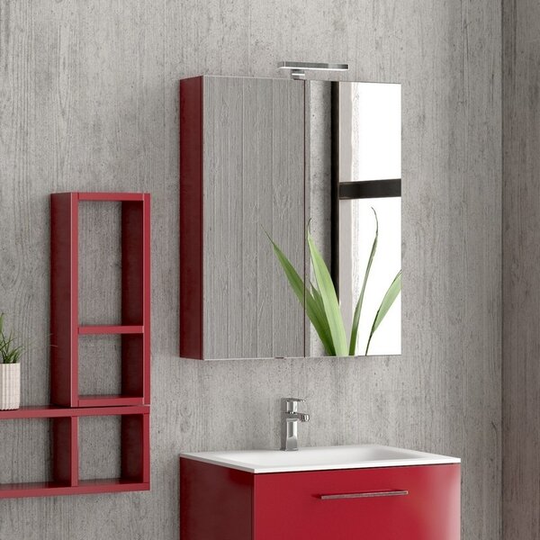 Kamalu composizione mobile lavabo bagno 60 cm, specchio contenitore e 2 pensili el-60c