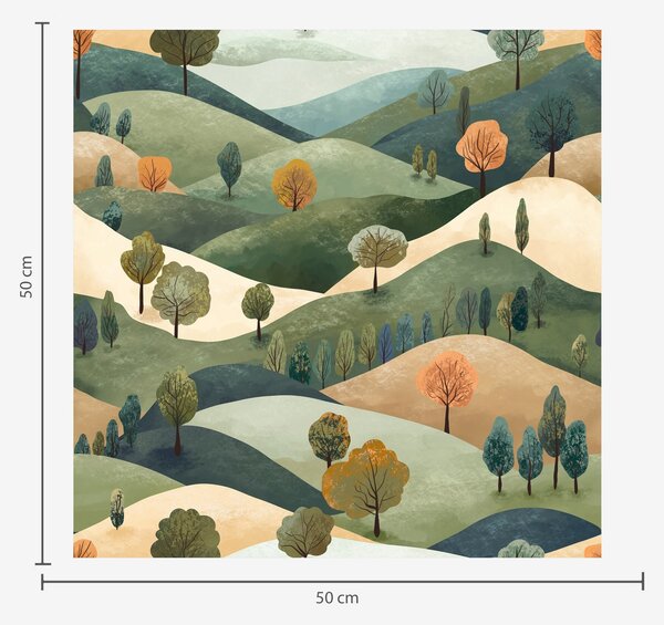 Carta da parati Colline divertenti con alberi, Parati foresta classici, Parati classici Bosco Alberi, a00091 : Uwalls.it