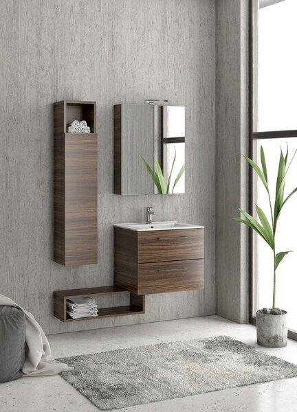Kamalu composizione mobile lavabo 60, colonna specchio e pensile el-60a