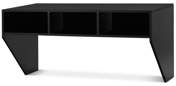 Costway Scrivania fluttuante per computer montata al muro con 3 cassetti, Tavolo di legno per PC per lavoro Nero
