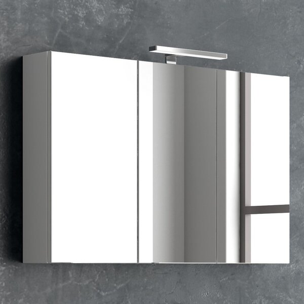 Kamalu composizione bagno sospesa 100cm: mobile ultramoderno e specchio contenitore form-100b