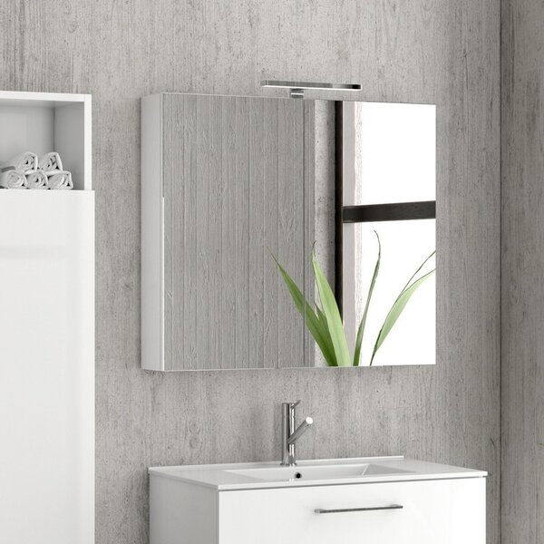Kamalu composizione bagno sospesa 80cm: mobile, specchio contenitore colonna e pensile el-80a