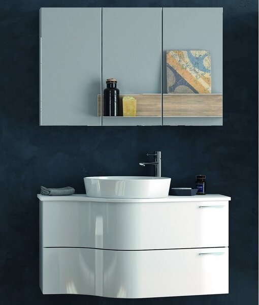 Kamalu composizione bagno sospesa 100cm: mobile ultramoderno e specchio contenitore form-100b