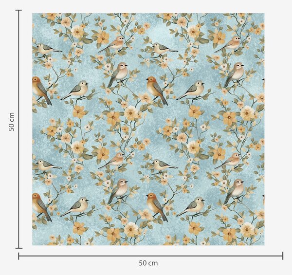 Carta da parati Piccoli uccelli su rami su sfondo blu, Parati classici in stile shabby chic, a00092 : Uwalls.it
