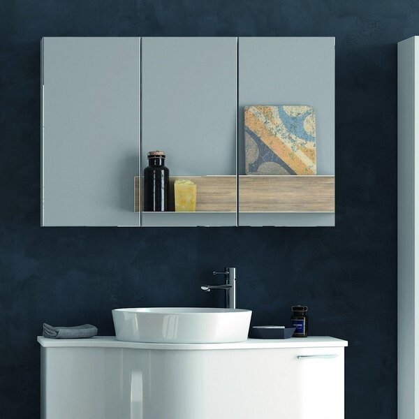 Kamalu composizione bagno sospesa 100cm: mobile ultramoderno e specchio contenitore form-100b