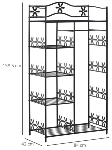 HomCom Armadio Guardaroba in Ferro Cabina Appendiabiti in Metallo, Facile da Montare, Nero, 84x42x159cm|Aosom