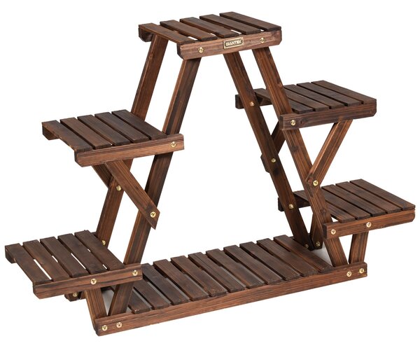 Costway Scaffale triangolare di legno per piante con 6 livelli, Scaffale multifunzionale e angolare per interno e esterno