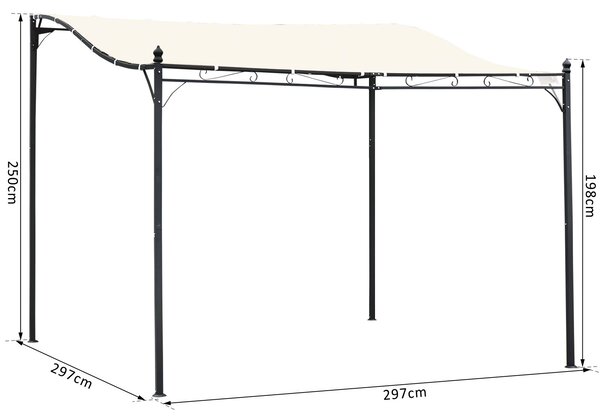 Outsunny Gazebo Pergola 3x3m da Esterno, Giardino o Terrazzo con Tenda Crema|Aosom