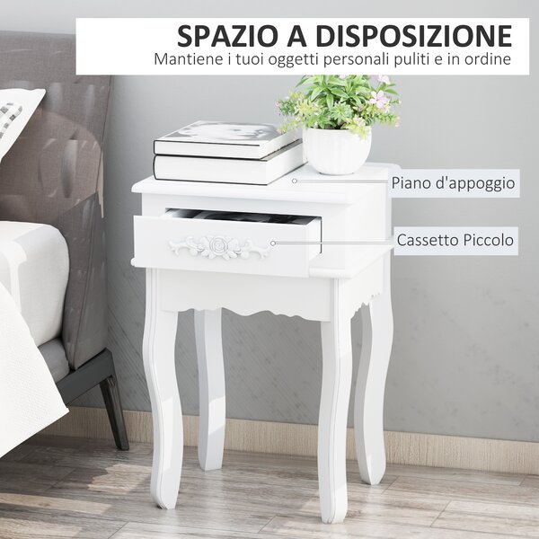 HOMCOM Comodino con 3 Cassetti stile Rustico 40x30x74 cm Marrone