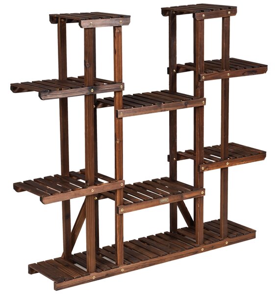 Costway Scaffale di legno con 9 livelli per 17 vasi di piante, Scaffale angolare porta piante per interno ed esterno