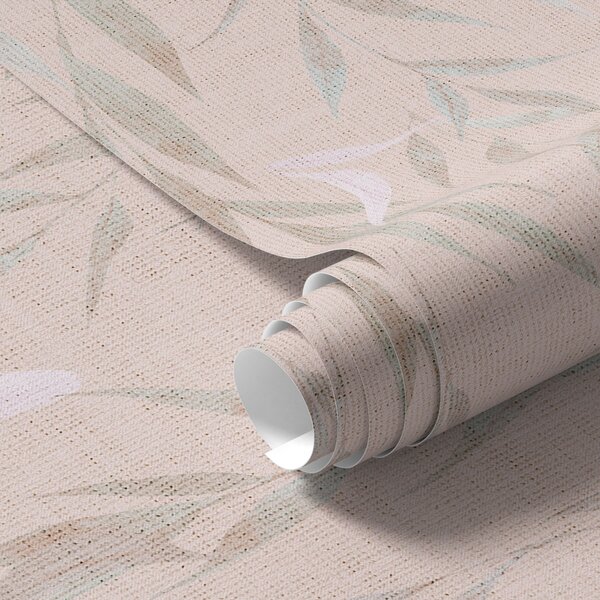 Carta da parati Rami pendenti con foglie su sfondo beige, Parati classici in stile boho, a00095v1 : Uwalls.it