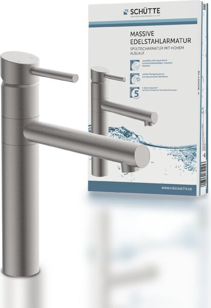 Rubinetto da cucina in acciaio inox massiccio SCHÜTTE, rubinetto da cucina girevole a 360°, rubinetto da cucina