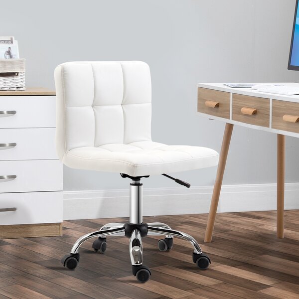 HOMCOM Sedia da Ufficio Girevole con Rotelle e Altezza Regolabile, Poltrona da Ufficio Imbottita Ergonomica in Pelle, 46×51×80-92cm|Aosom Italy