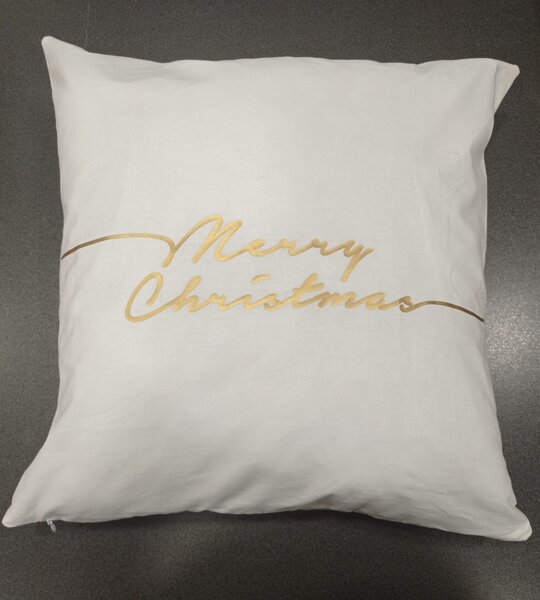Fodera cuscino bianco Con scritta Merry Christmas colore oro