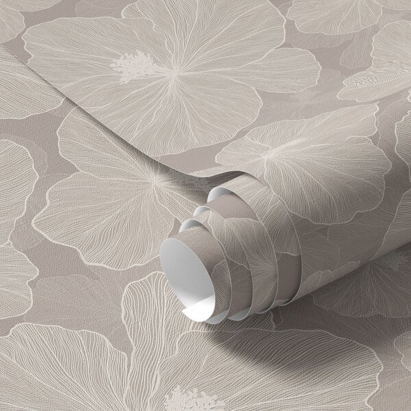 Carta da parati Grandi fiori su sfondo beige, Parati fiori e piante classici, a00067 : Uwalls.it