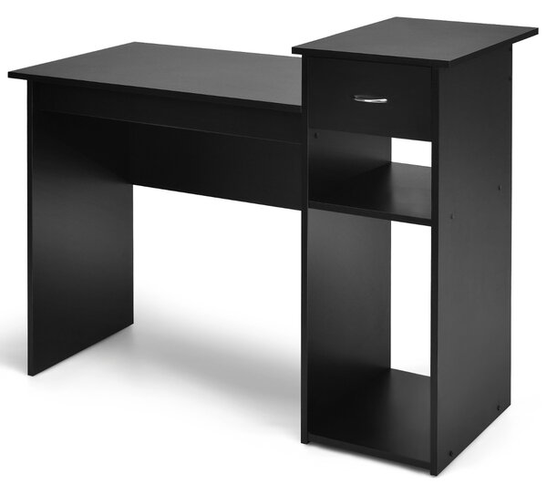 Costway Scrivania da computer con cassetto in legno Tavolo da ufficio 108x39,5x82cm Nero