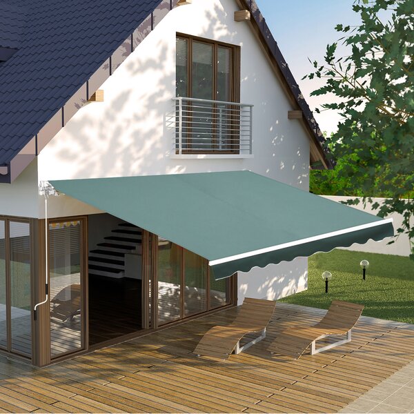Outsunny Tenda da Sole Avvolgibile Versatile Manuale Esterno Tessuto di Poliestere per Porte e Finestre, 2.5×2 m, Verde | Aosom Italy