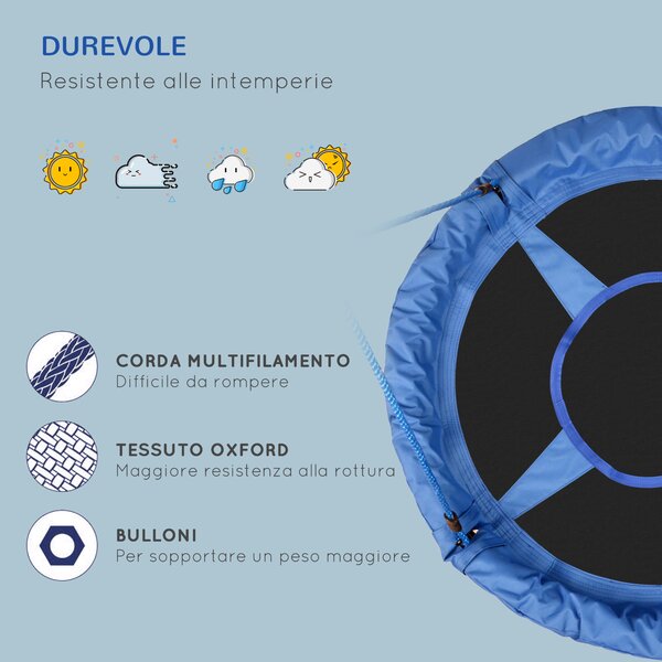 Homcom Altalena Rotonda per Bambini, Altalena da Giardino a Nido, Regalo bambino Interno ed Esterno 100x180cm|Aosom