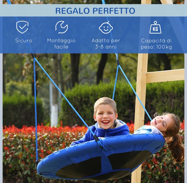 Homcom Altalena Rotonda per Bambini, Altalena da Giardino a Nido, Regalo bambino Interno ed Esterno 100x180cm|Aosom