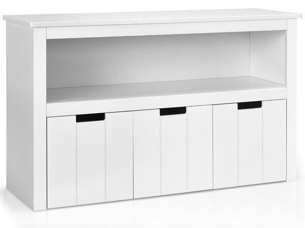 Costway Armadio di legno con 3 cassetti e ruote per salone e camera da letto, Organizer per giocattoli dei bambini Bianco