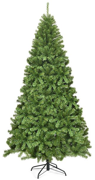 Costway Albero di Natale non illuminato 230 cm, Abete artificiale con cerniere e aghi in PVC per casa e ufficio
