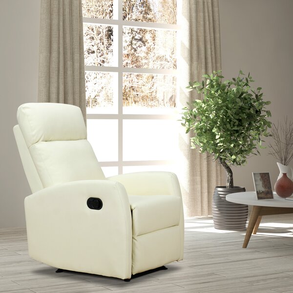 HOMCOM Poltrona Reclinabile fino a 165° Imbottita con Poggiapiedi Regolabile Ergonomica in Similpelle, 65×92×100cm, Crema | Aosom Italy