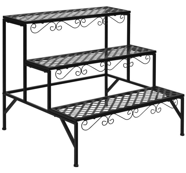 Costway Scaffale espositivo di metallo con 3 livelli per piante per interno ed esterno, Organizer per fiori e piante Nero