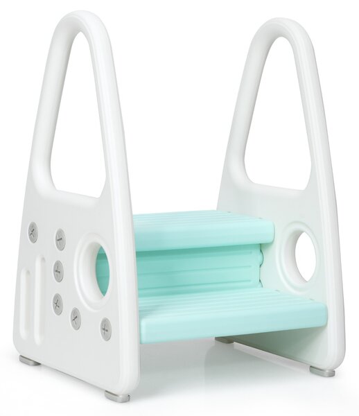 Costway Sgabello per bambini con struttura triangolare stabile, Scaletta multiuso con design antiscivolo, Blu