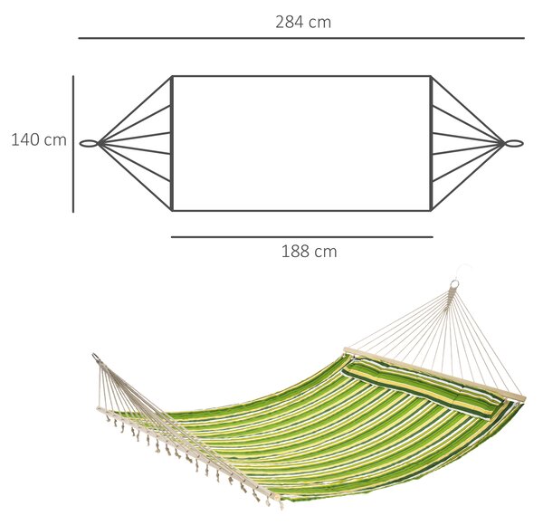 Outsunny Amaca da Giardino per 2 Persone, in Cotone e Poliestere con Cuscino 188x140 cm| Aosom